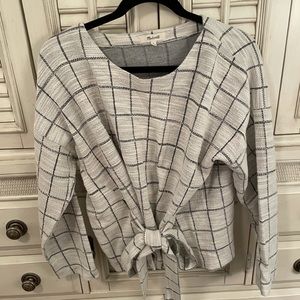 Madewell Windowpane Sweater w/ Bow Tie, size: L